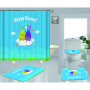 Happy Easter Shower Curtain With Bath Rug Sets, Rabbit Pattern Bathroom Curtains Set Shower/