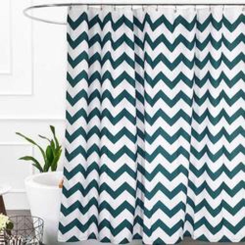 Chevron pattern mildew resistant curtain bathroom waterproof shower curtain with rustproof grommets