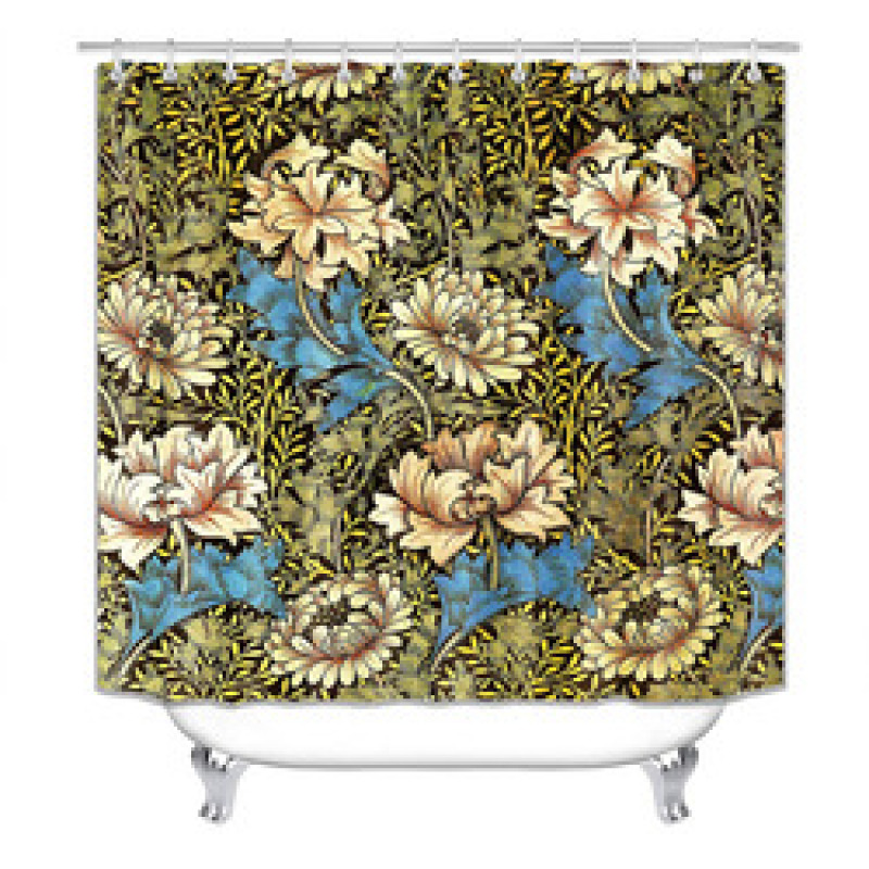 Cheap Flower Custom Printed Shower Curtains Custom Digital Printing, 100%Polyester High Quality Shower Curtain Waterproof