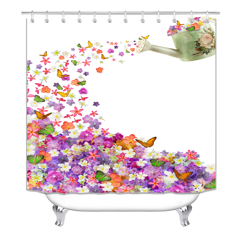 Cheap Flower Custom Printed Shower Curtains Custom Digital Printing, 100%Polyester High Quality Shower Curtain Waterproof