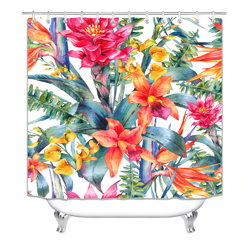 Cheap Flower Custom Printed Shower Curtains Custom Digital Printing, 100%Polyester High Quality Shower Curtain Waterproof