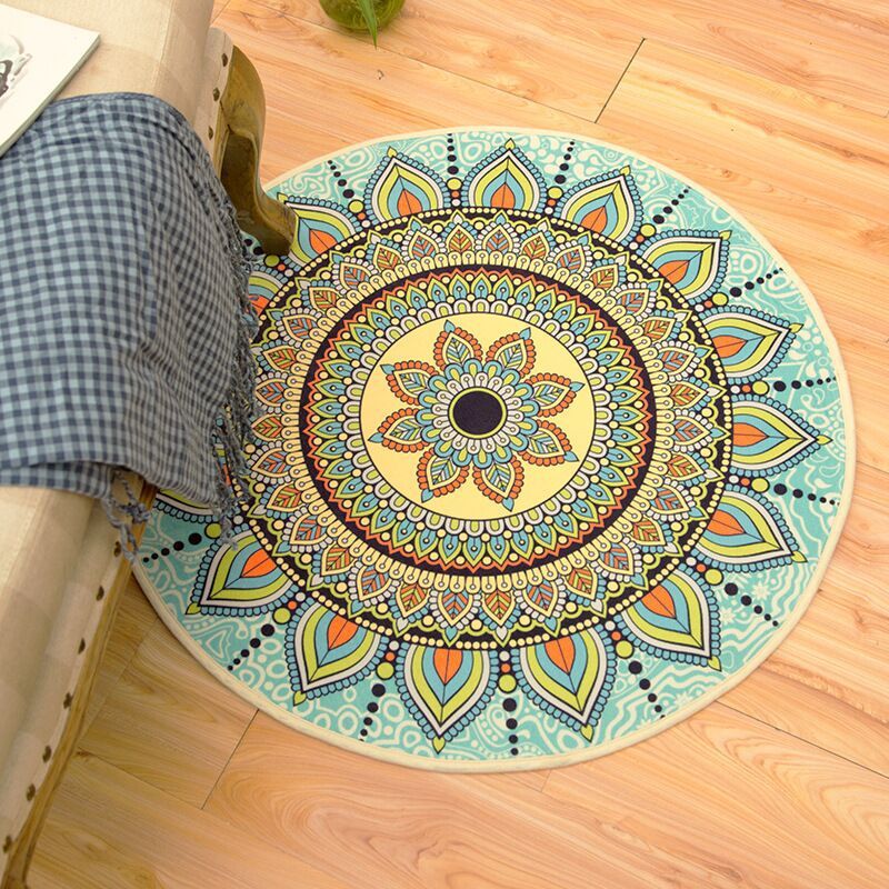 Cartoon round carpet Bohemian style study room living room coffee table bedroom floor mats
