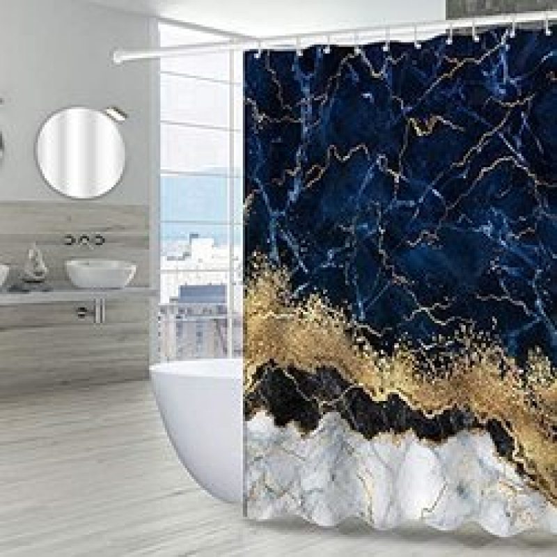 Black and White Gray Grid Shower Curtain Set with Hooks Unique Bath Accessories Waterproof Polyester Fabric Bathroom Decor
