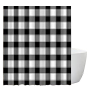 Black and White Gray Grid Shower Curtain Set with Hooks Unique Bath Accessories Waterproof Polyester Fabric Bathroom Decor