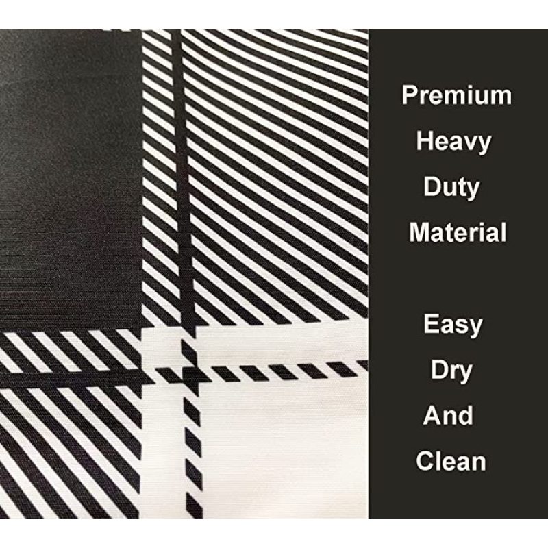 Black and White Gray Grid Shower Curtain Set with Hooks Unique Bath Accessories Waterproof Polyester Fabric Bathroom Decor