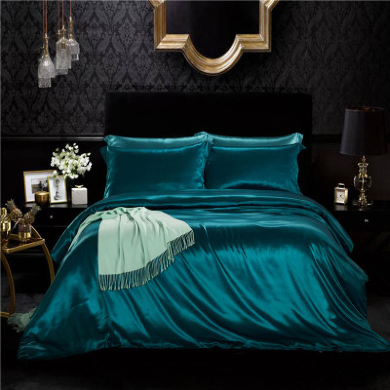 Ensemble de lit en tissu de soie, ensembles de couette de luxe/