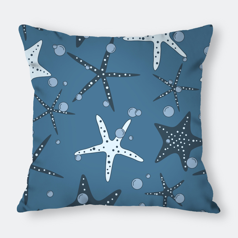 Home Goods Ocean Theme Starfish Conch Decorative Cushion Cover, 100%Polyester Square Sofa Room Office Seat 45x45cm Pillowcase/