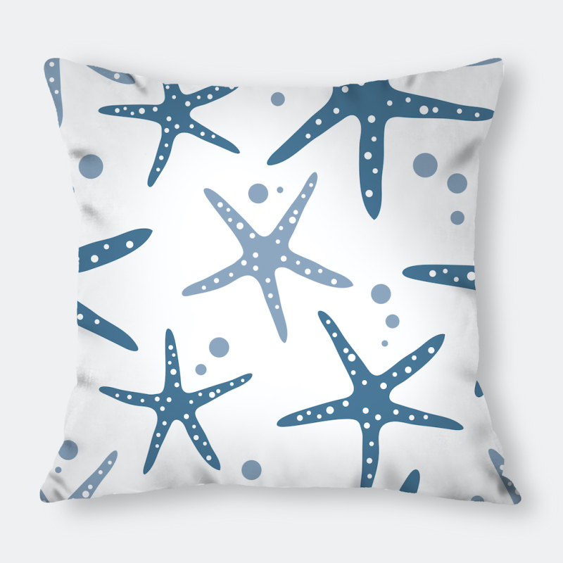 Home Goods Ocean Theme Starfish Conch Decorative Cushion Cover, 100%Polyester Square Sofa Room Office Seat 45x45cm Pillowcase/