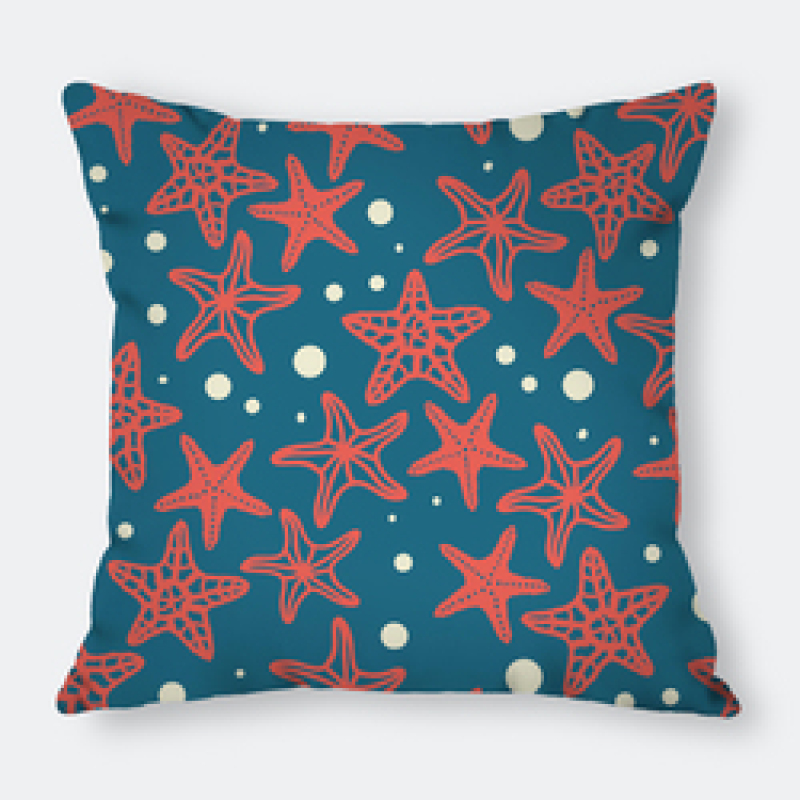 Home Goods Ocean Theme Starfish Conch Decorative Cushion Cover, 100%Polyester Square Sofa Room Office Seat 45x45cm Pillowcase/
