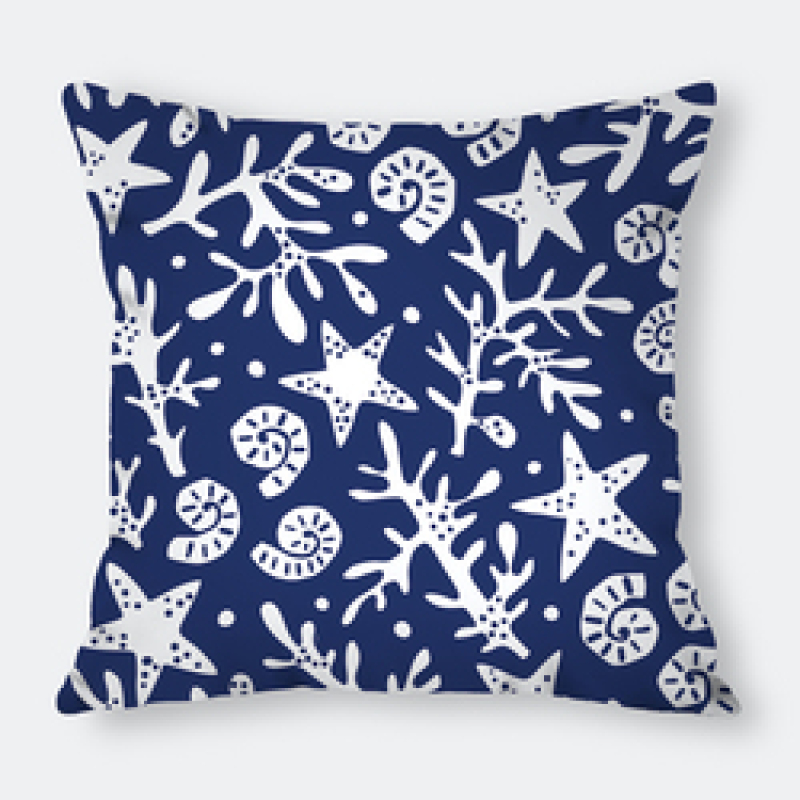 Home Goods Ocean Theme Starfish Conch Decorative Cushion Cover, 100%Polyester Square Sofa Room Office Seat 45x45cm Pillowcase/