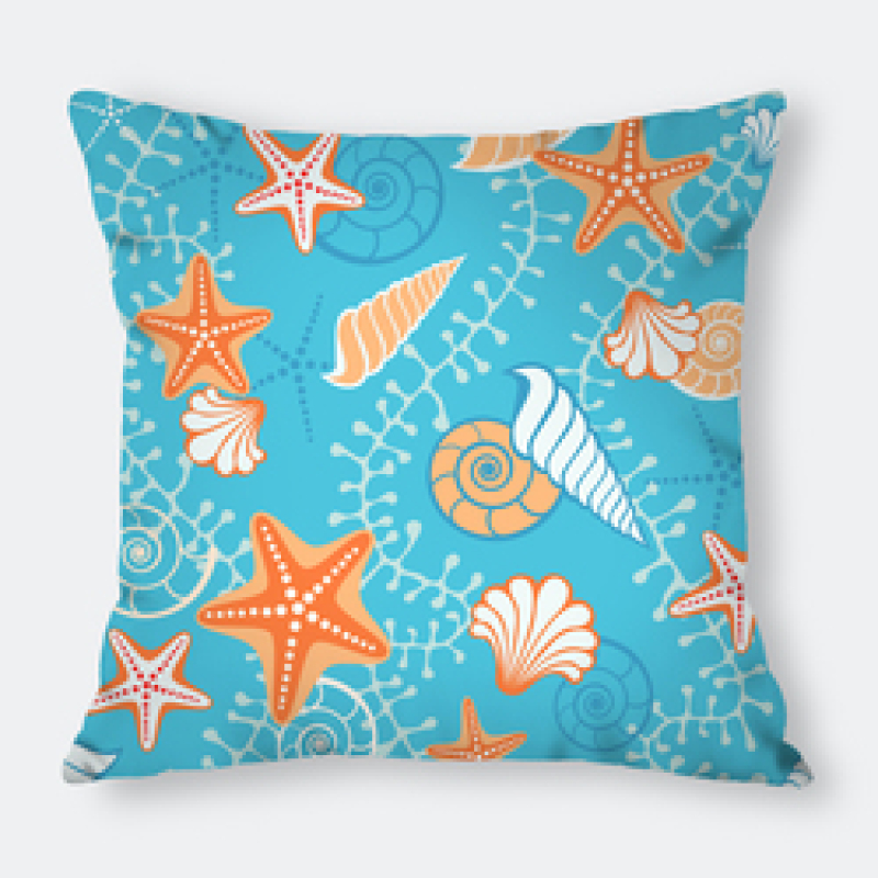 Home Goods Ocean Theme Starfish Conch Decorative Cushion Cover, 100%Polyester Square Sofa Room Office Seat 45x45cm Pillowcase/