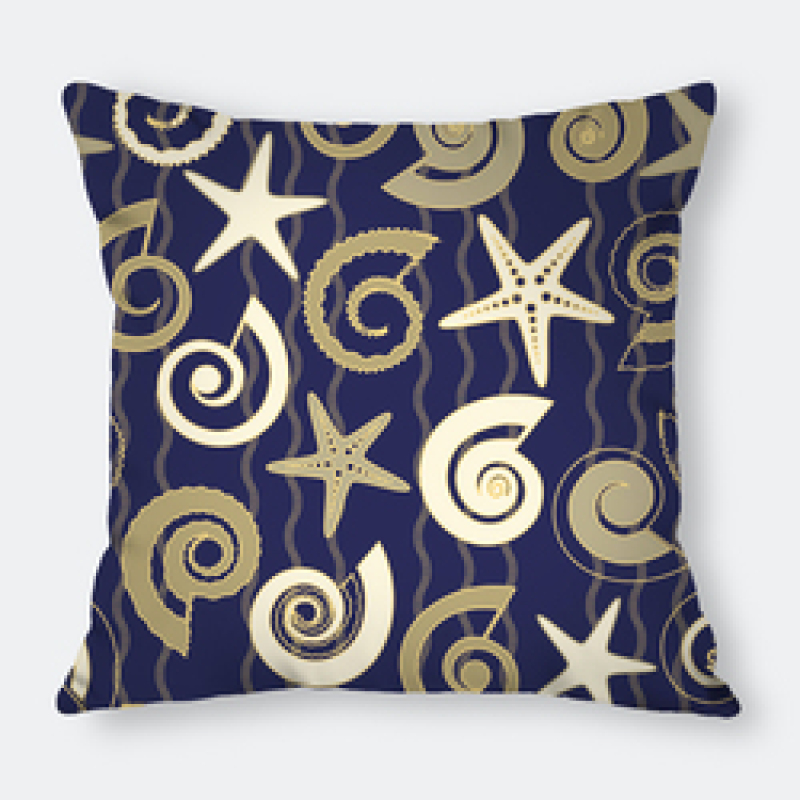 Home Goods Ocean Theme Starfish Conch Decorative Cushion Cover, 100%Polyester Square Sofa Room Office Seat 45x45cm Pillowcase/