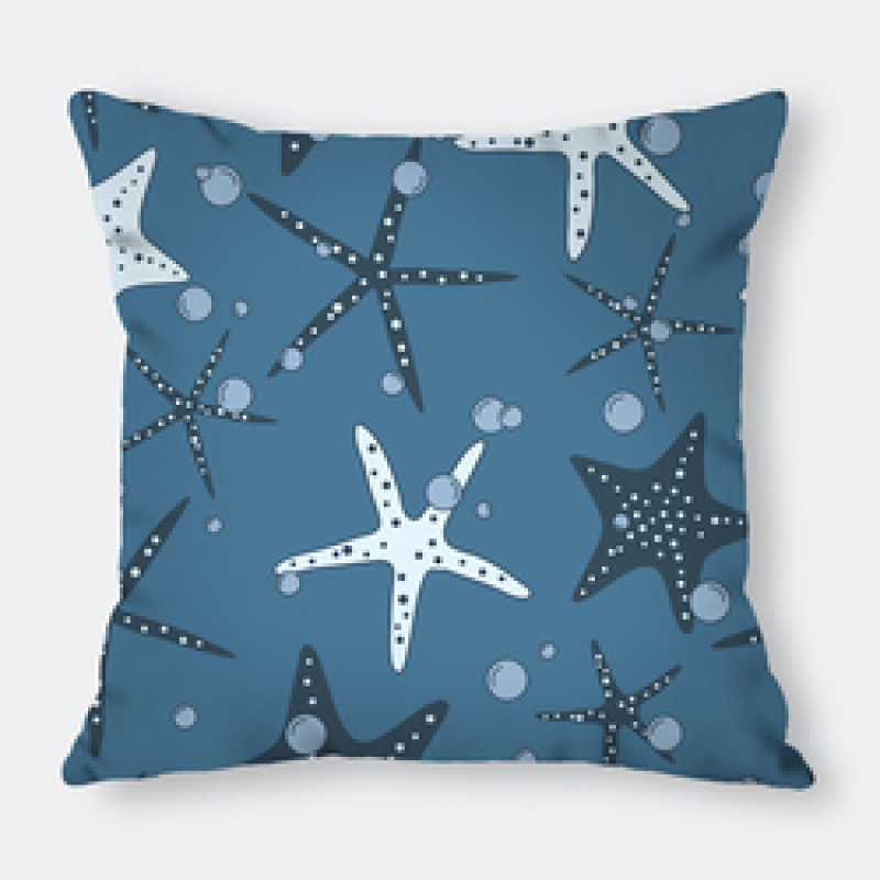 Home Goods Ocean Theme Starfish Conch Decorative Cushion Cover, 100%Polyester Square Sofa Room Office Seat 45x45cm Pillowcase/