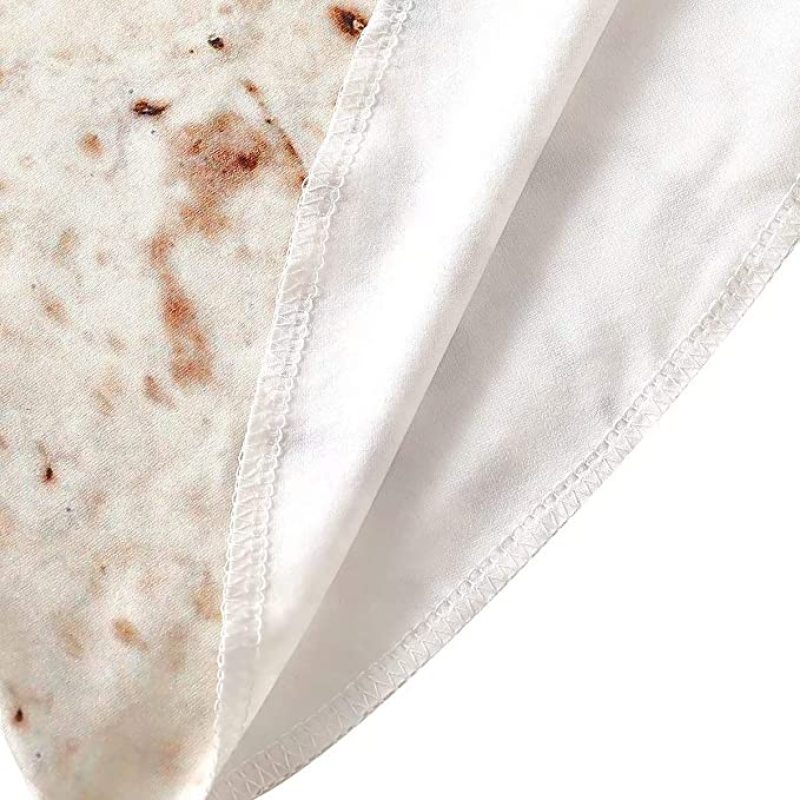 1pc Kids Simulation Burrito Blanket Tortilla Corn Texture Taco Burrito Wrap Soft Blanket Round For Family Comfortable Floor Mat