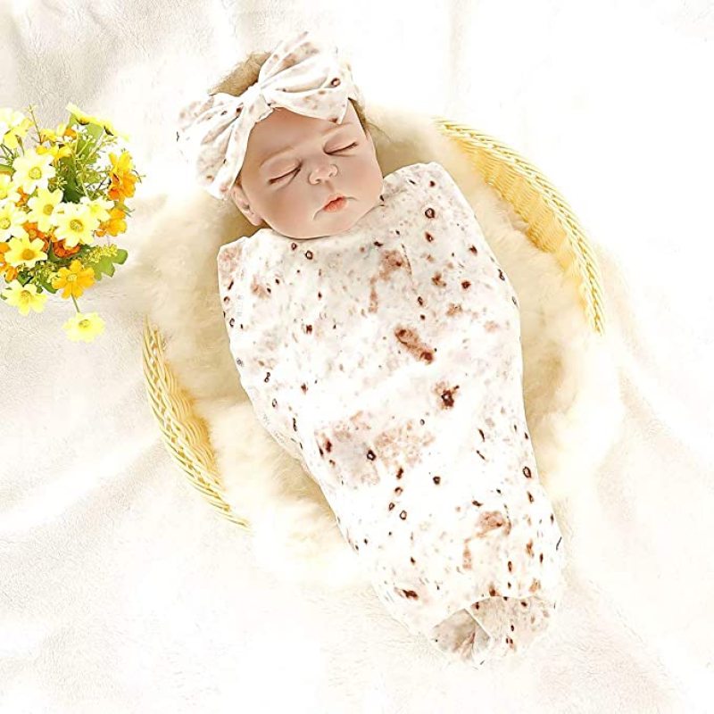 1pc Kids Simulation Burrito Blanket Tortilla Corn Texture Taco Burrito Wrap Soft Blanket Round For Family Comfortable Floor Mat