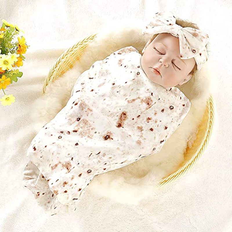 1pc Kids Simulation Burrito Blanket Tortilla Corn Texture Taco Burrito Wrap Soft Blanket Round For Family Comfortable Floor Mat