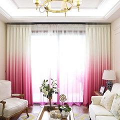 Pink and white blackout printing fibre red silk free standing windows curtain