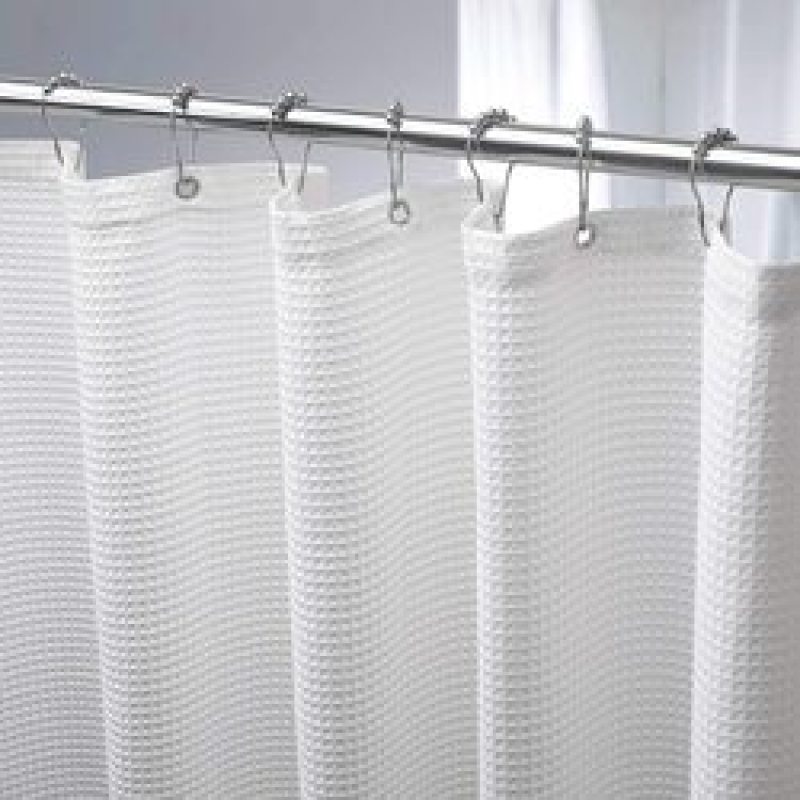 Heavy Duty Waffle Grey Fabric Shower Curtain for Hotel and Bathroom Luxury plain waffle weave polyester fabric shower curtains