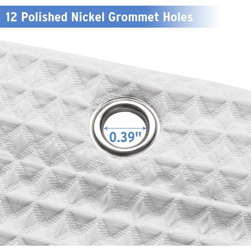 Heavy Duty Waffle Grey Fabric Shower Curtain for Hotel and Bathroom Luxury plain waffle weave polyester fabric shower curtains