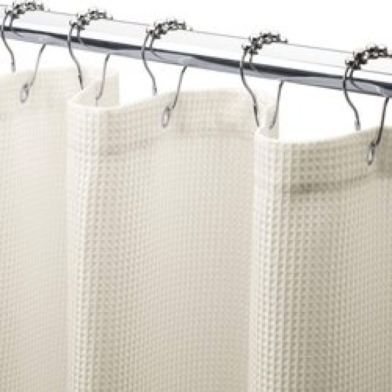 Heavy Duty Waffle Grey Fabric Shower Curtain for Hotel and Bathroom Luxury plain waffle weave polyester fabric shower curtains