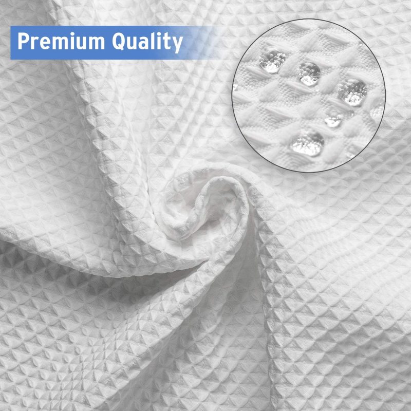 Heavy Duty Waffle Grey Fabric Shower Curtain for Hotel and Bathroom Luxury plain waffle weave polyester fabric shower curtains