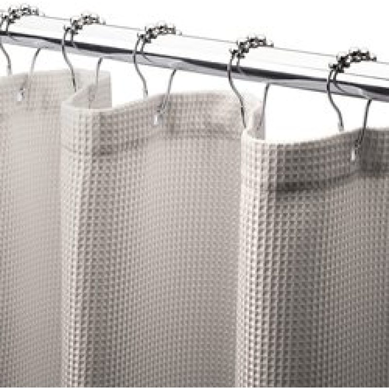 Heavy Duty Waffle Grey Fabric Shower Curtain for Hotel and Bathroom Luxury plain waffle weave polyester fabric shower curtains