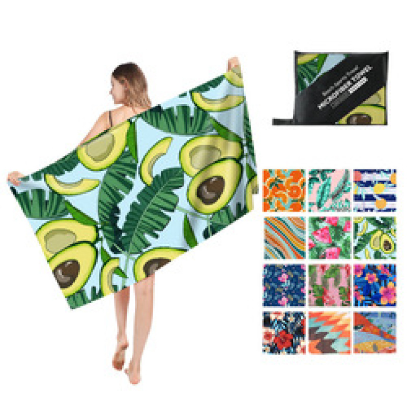 OEM Double Velvet Beach Towel, Wholesale Sand Free Print Beach Towel with a Travel Bag/
