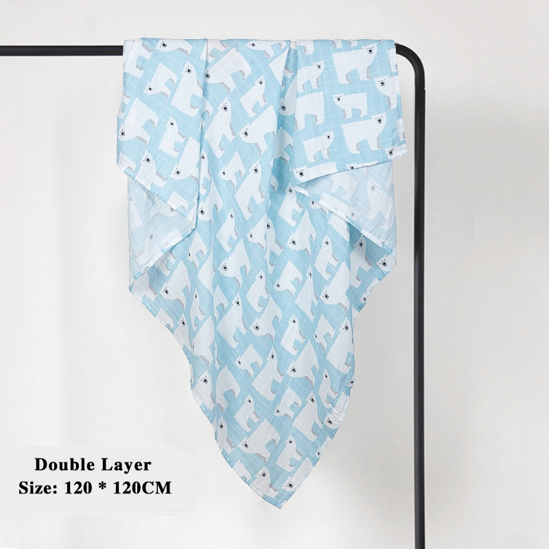 Double Layer Swaddle Newborn Baby Blanket, Customised Polar Bear Lightweight Best Gift Shower Baby Blanket/