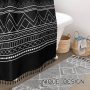 Waterproof Waffle Shower Curtain With 12 Hooks, Polyester Bathroom Curtains With Tassel$
