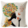 Custom Flower Fairy Cushion Cover,  Linen Super Soft Cushion Cover /