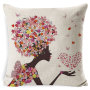 Custom Flower Fairy Cushion Cover,  Linen Super Soft Cushion Cover /