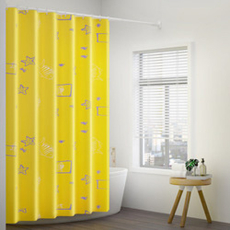 Bathroom Shower Curtain Tarpaulin Set, Bathroom Curtain Thickening Mold Curtain Small Lattice