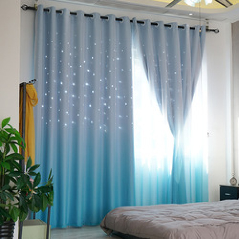 Color Gradually Change Sheer Curtain, European Home Accessories Laser Hollowing Out Curtains Kids Children/