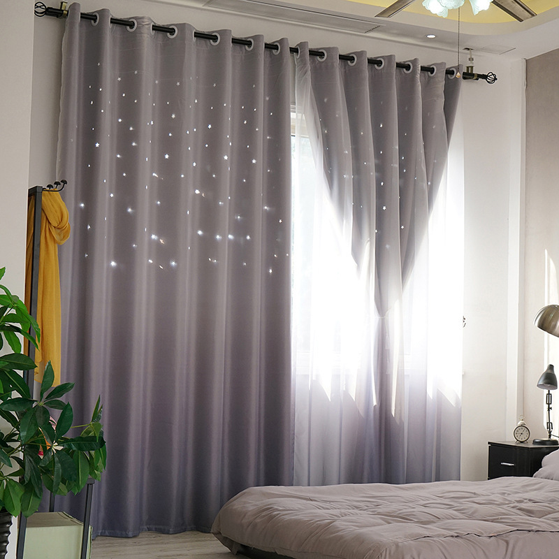 Color Gradually Change Sheer Curtain, European Home Accessories Laser Hollowing Out Curtains Kids Children/