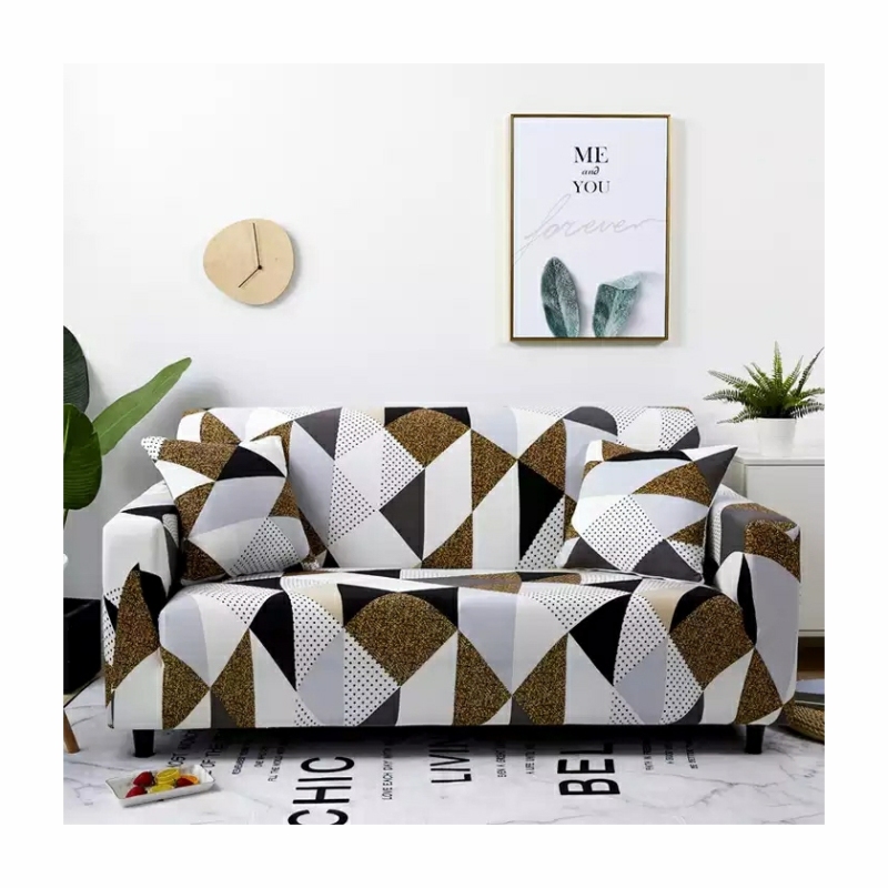 도매 기하학적 웨이브 패턴 홈 장식 아이템 스트레치 소파 커버, 즉시 배송 가능한 인쇄 L자형 커버 소파/