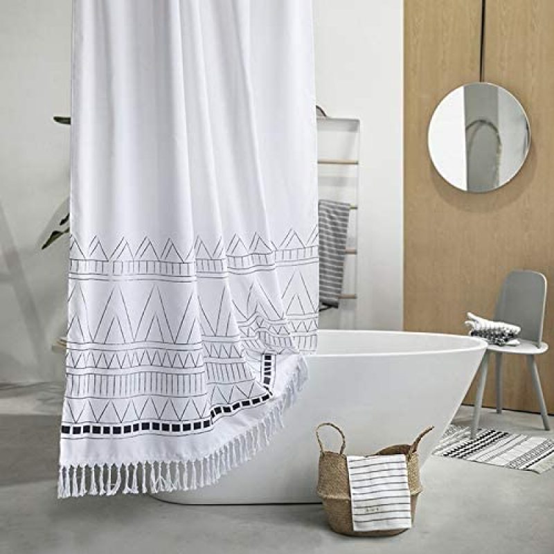 White Shower Curtains Waterproof Thick Solid Bath Curtains For Bathroom