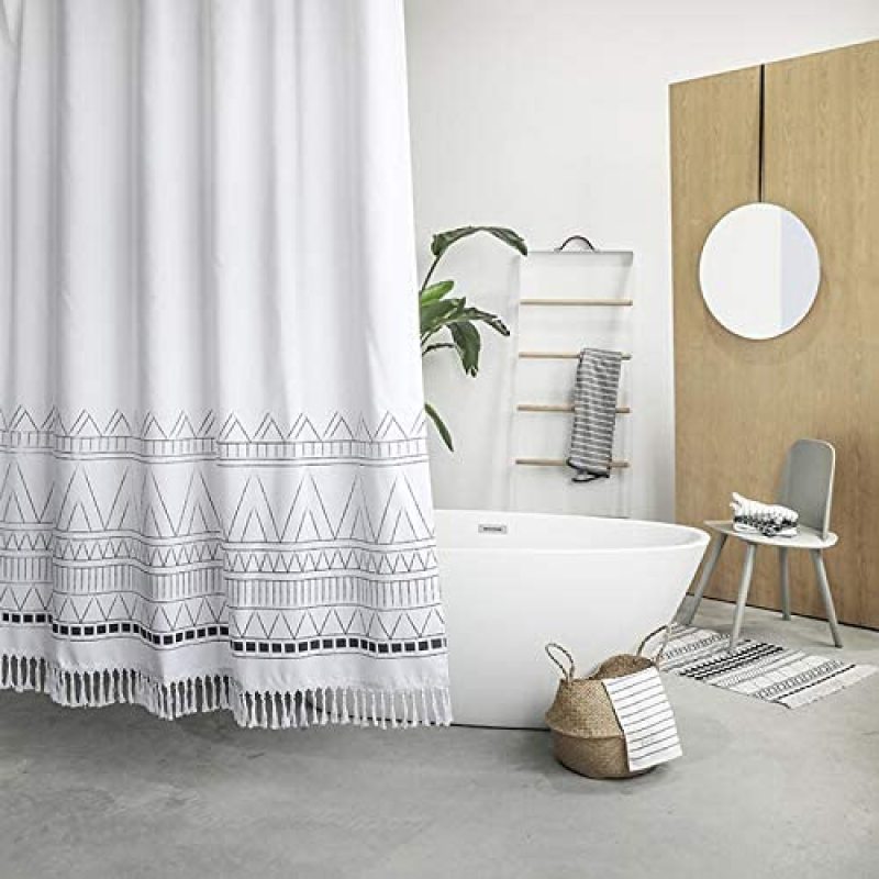 White Shower Curtains Waterproof Thick Solid Bath Curtains For Bathroom