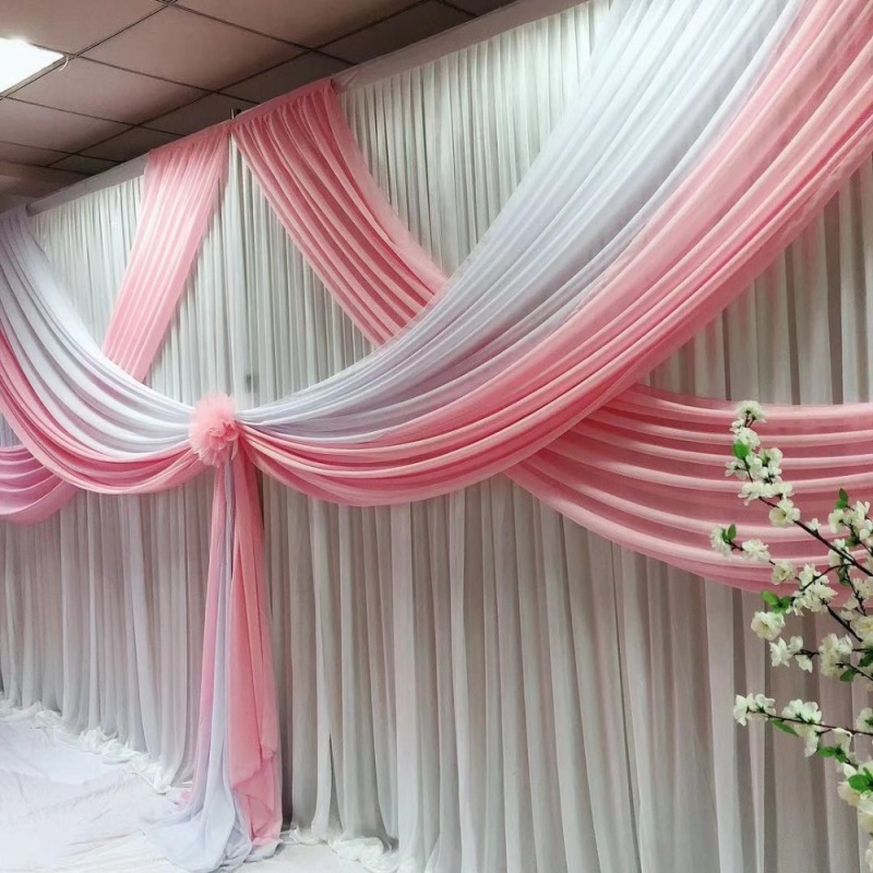 2018 November New Arrival White Pink Backdrop,Swag Drapes For Curtain Wedding Party Decoration/