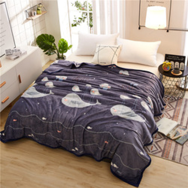 Papa&Mima Cat And Fish Bones Print Summer Throw Blankets Coral Fleece Plaids Multisize Bedsheet Multifunctional Bedspread