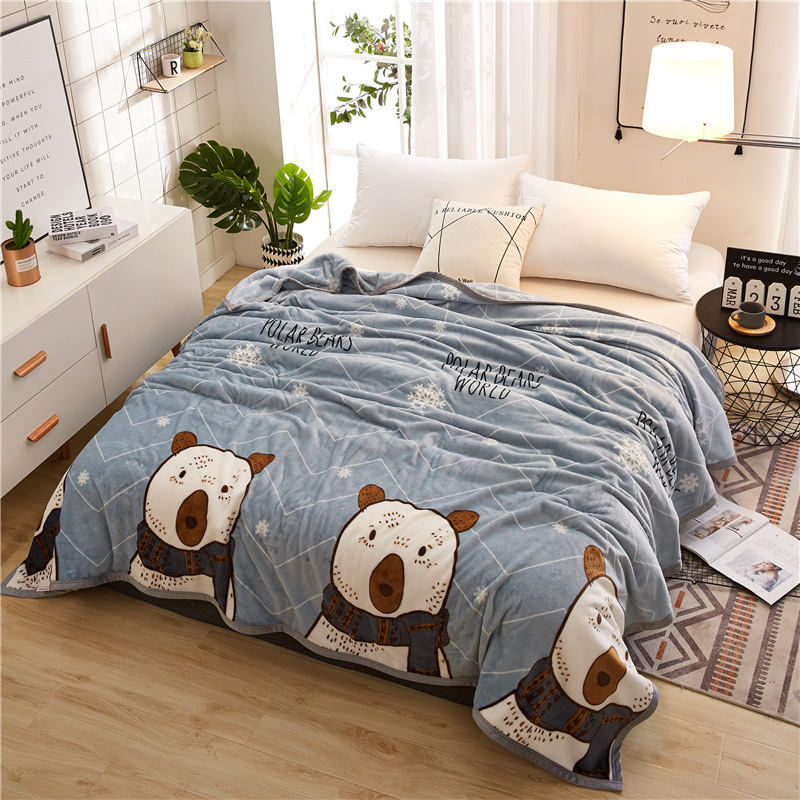 Papa&Mima Cat And Fish Bones Print Summer Throw Blankets Coral Fleece Plaids Multisize Bedsheet Multifunctional Bedspread
