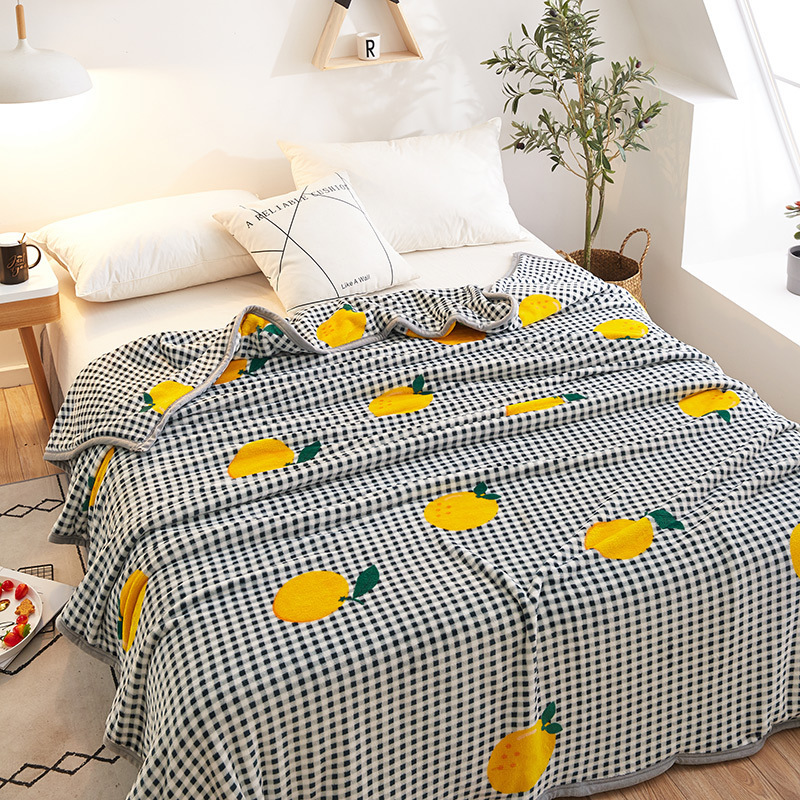 Papa&Mima Cat And Fish Bones Print Summer Throw Blankets Coral Fleece Plaids Multisize Bedsheet Multifunctional Bedspread