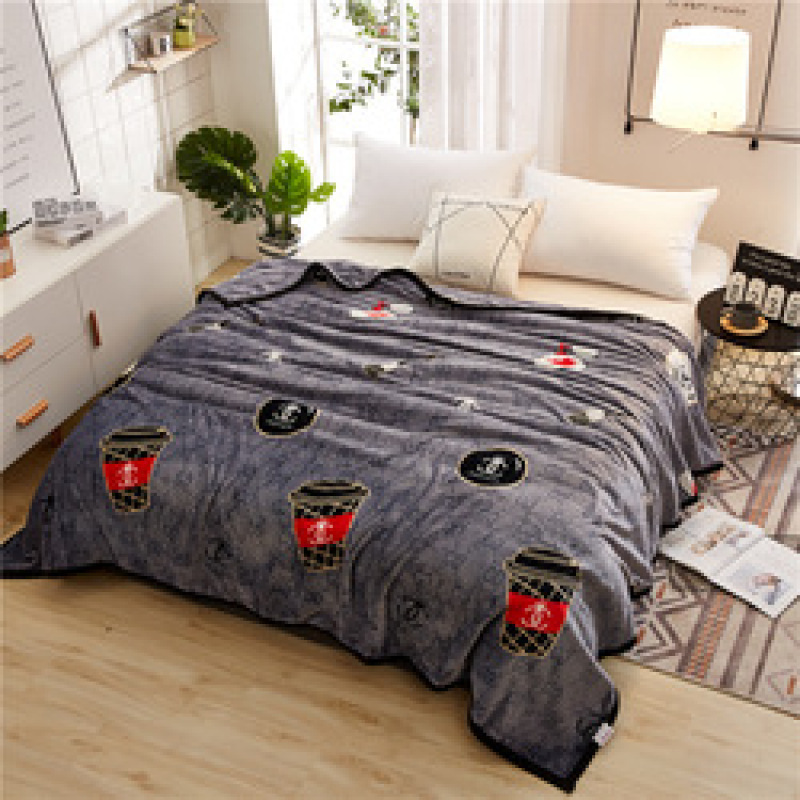 Papa&Mima Cat And Fish Bones Print Summer Throw Blankets Coral Fleece Plaids Multisize Bedsheet Multifunctional Bedspread
