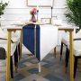 Wholesale Blue Gold Velvet Soft Modern with Tassels Elegant Washable custom table runner For Wedding Party Kitchen