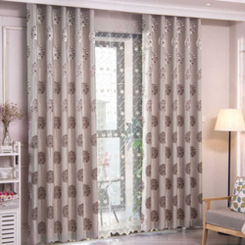 100% Polyester living room Ready Made pink Jacquard fire blackout curtain