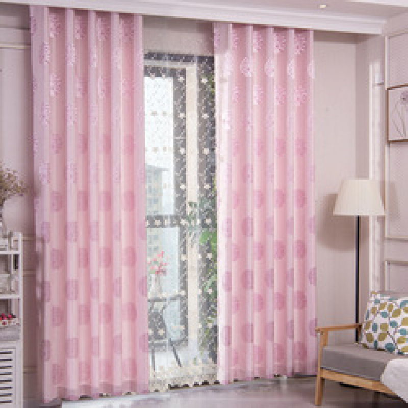 100% Polyester living room Ready Made pink Jacquard fire blackout curtain
