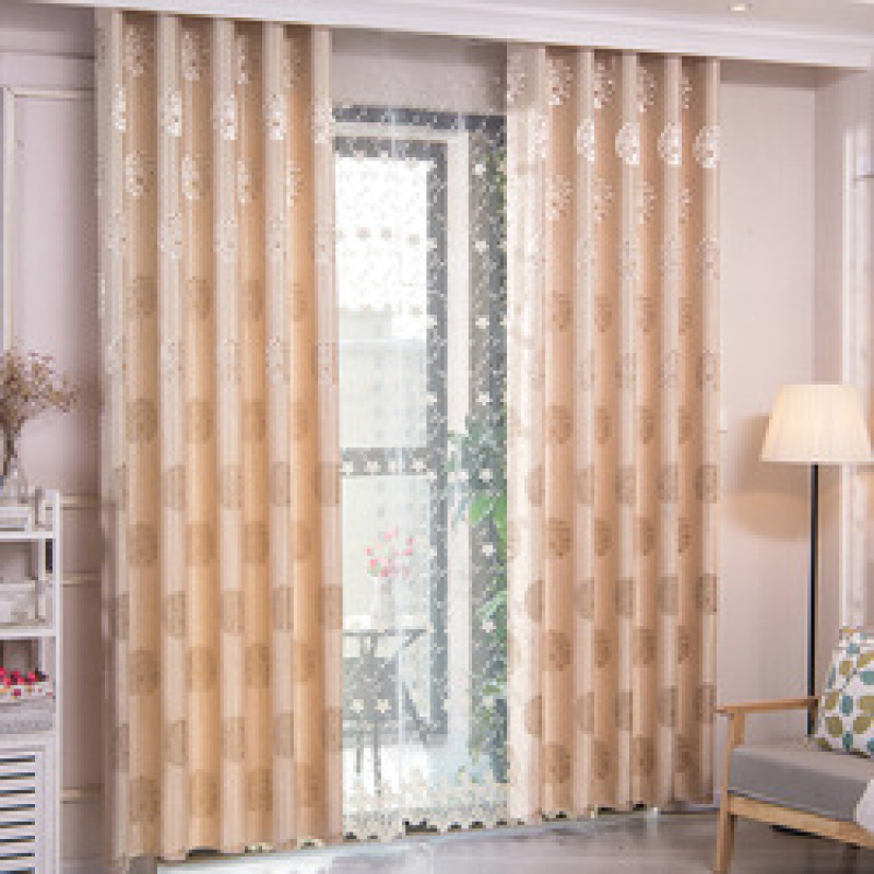 100% Polyester living room Ready Made pink Jacquard fire blackout curtain