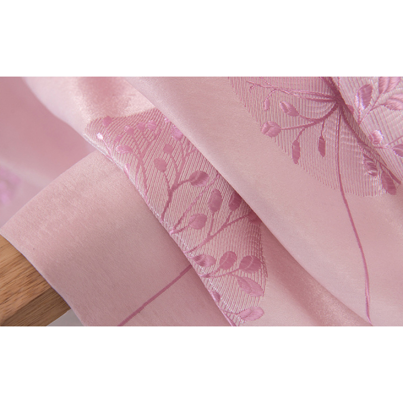 100% Polyester living room Ready Made pink Jacquard fire blackout curtain
