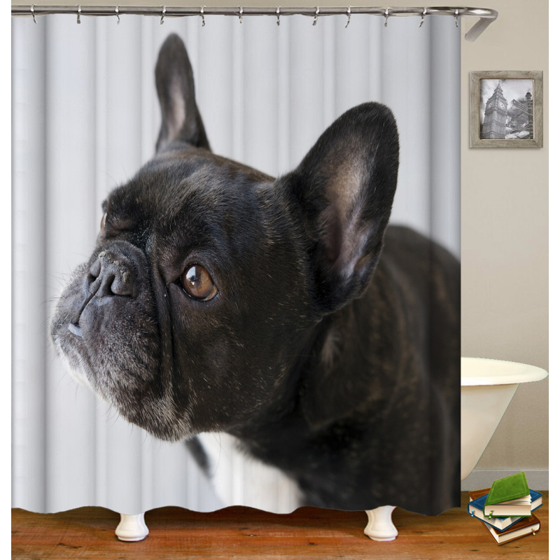 Wholesale Custom Bath Cartoon Shower Curtain and Mat Set with Hooks Cute Animal Printed Bathing Liner for Kids Cortina de bano