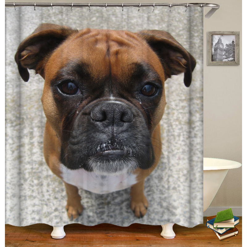 Wholesale Custom Bath Cartoon Shower Curtain and Mat Set with Hooks Cute Animal Printed Bathing Liner for Kids Cortina de bano