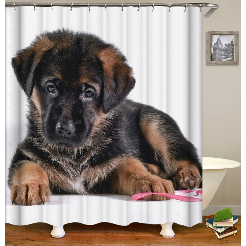 Wholesale Custom Bath Cartoon Shower Curtain and Mat Set with Hooks Cute Animal Printed Bathing Liner for Kids Cortina de bano